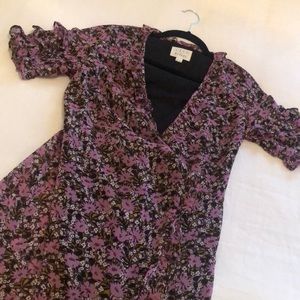 Lost and wander purple floral print wrap dress, xs
